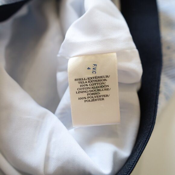 BANANA REPUBLIC Size 4 Blue Pink Skirt Blouse Set Career Eyelet Silk - Picture 9 of 12